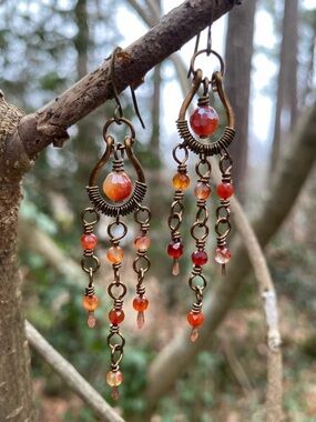 Handcrafted Carnelian Chandelier Earrings